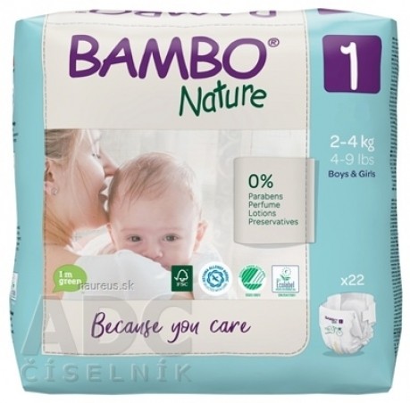 BAMBO 1 (2-4 kg) detské plienky priedušné, savosť 500 ml (inov.2020) 1x22 ks