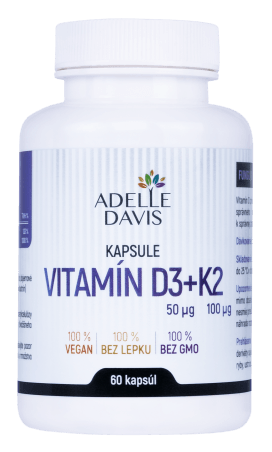 Adelle Davis - Vitamín D3+K2, 60 kapsúl
