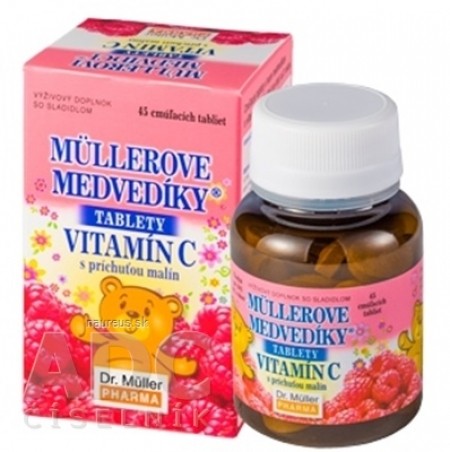 MÜLLEROVE medvedíky - vitamín C tbl s príchuťou malín 1x45 ks