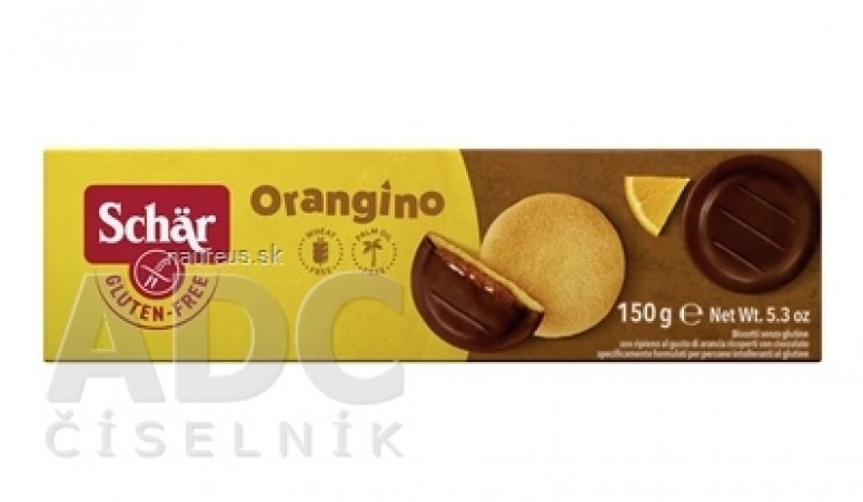 Schär ORANGINO jemné pečivo bezgluténové, polomáčané v čokoláde 1x150 g