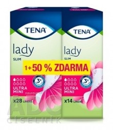 TENA Lady SLIM ULTRA MINI absorpčné vložky 28 ks + (50% zadarmo - 14 ks) (42 ks) (inov. 2020), 1x1 set