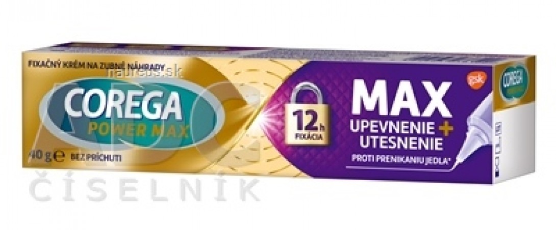 COREGA MAX UPEVNENIE + UTESNENIE fixačný krém na zubné náhrady, bez príchute 1x40 g