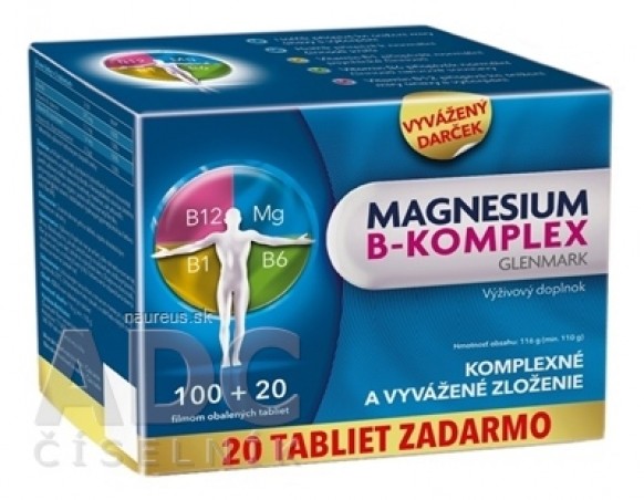 Magnesium B-komplex Glenmark tbl 100+20 ks zadarmo