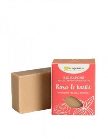 Tuhé olivové mydlo BIO - Ružový olej a bambucké maslo (100 g)