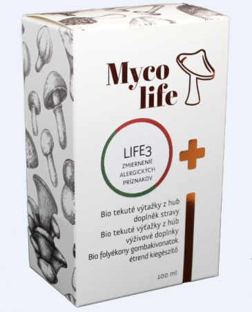 MYCOLIFE-LIFE 3 bio Agaricus, bio Reishi, 100 ml - Zmiernenie alergických príznakov
