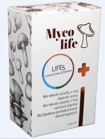 MYCOLIFE-LIFE 5 -Strážca zdravia-bio Cordyceps, bio Mandle, bio Maitake, bio Shiitake, 100 ml