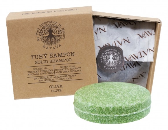 Tuhý šampón Oliva - normálne + rýchlo sa mastiace vlasy (zelený íl, olivový olej, aloe)