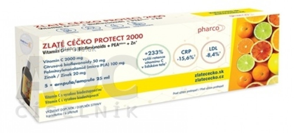 ZLATÉ CÉČKO PROTECT 2000 ampuly (vitamín C + bioflavonoidy + PEA + zinok) s príchuťou 5x25 ml (125 ml)