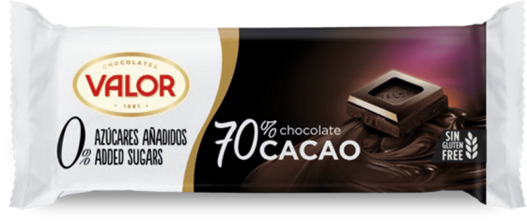 Čokoláda Valor bez cukru horká 70% 35g