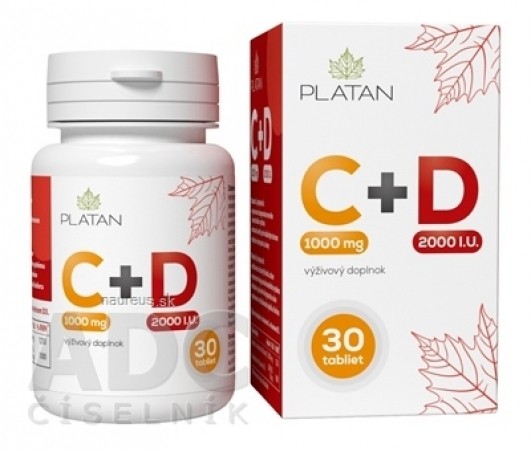 PLATAN Vitamín C 1000 mg + D 2000 I.U. tbl s postupným uvoľňovaním1x30 ks