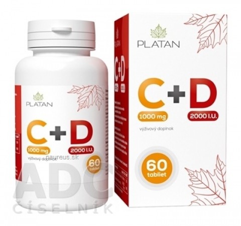 PLATAN Vitamín C 1000 mg + D 2000 I.U. tbl s postupným uvoľňovaním1x60 ks