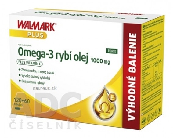WALMARK Omega 3 rybí olej FORTE cps (výhodné balenie) 1x180 ks