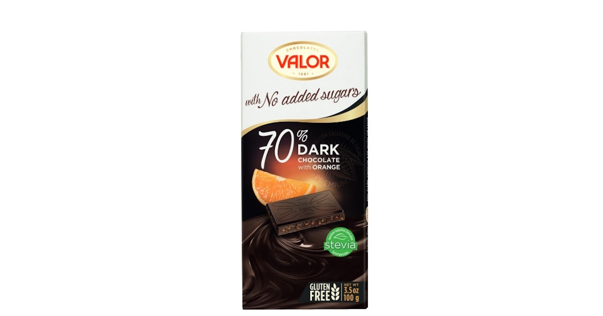 Čokoláda Valor 70% s pomarančomm bez cukru 100g