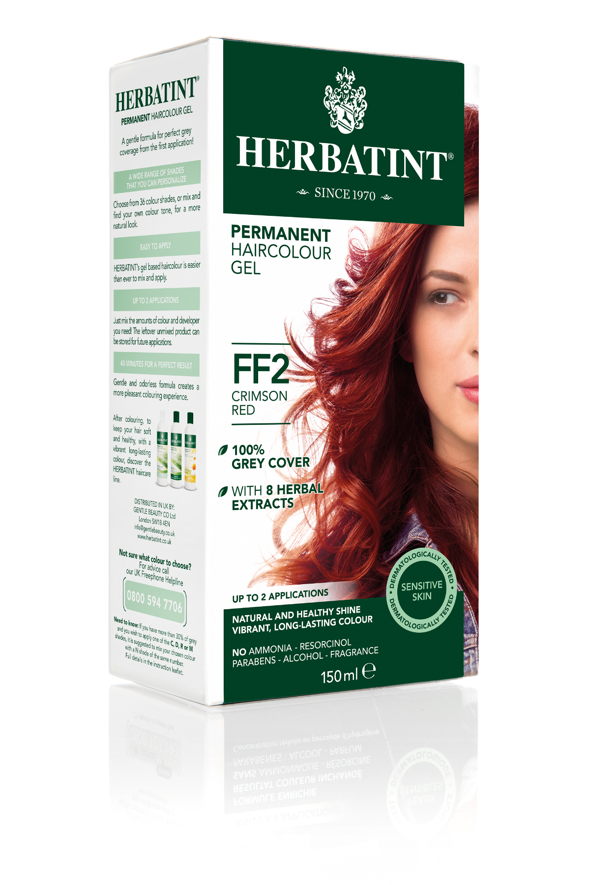 HERBATINT FF2 karmínová červená permanentná farba na vlasy 