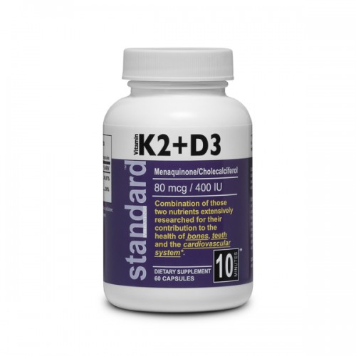 Natural Vitamín K2 + D3 - MK7 80mcg/400 IU - 60 kpsl 60 kpsl/80mcg