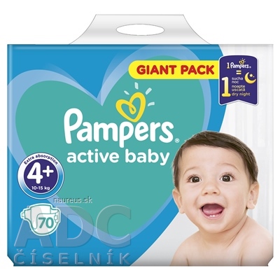 Procter and Gamble DS Polska Sp. z o.o. PAMPERS active baby Giant Pack 4+ MaxiPlus detské plienky (10-15 kg)(inov.2018) 1x70 ks 70 ks
