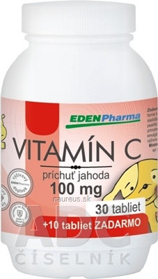 EDENPharma, s.r.o. EDENPharma VITAMÍN C 100 mg príchuť jahoda tbl 30+10 zadarmo (40 ks) 40 ks