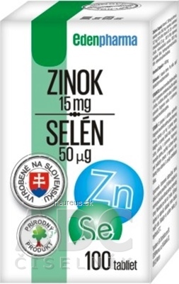 EDENPharma, s.r.o. EDENPharma ZINOK 15 mg + SELÉN 50 µg tbl 1x100 ks 100 ks