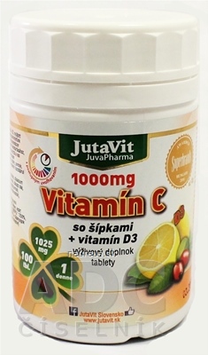 JuvaPharma Kft. JutaVit Vitamín C 1000 mg so šípkami + vitamín D3 tbl 1x100 ks 100 ks