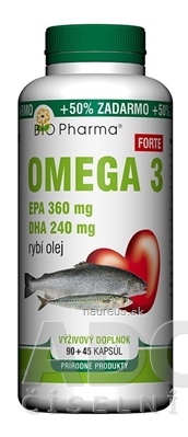 BIO-Pharma s.r.o. BIO Pharma Omega 3 Forte 1200 mg cps 90+45 (50% ZADARMO) (135 ks) 135 ks