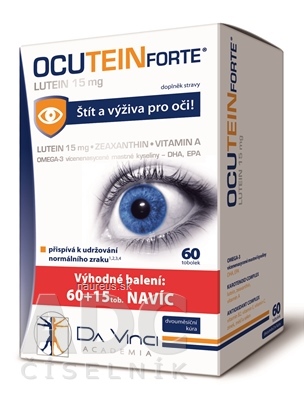 Simply You Pharmaceuticals a.s. OCUTEIN FORTE Luteín 15 mg - DA VINCI cps 60+15 zadarmo (75 ks) 75 ks