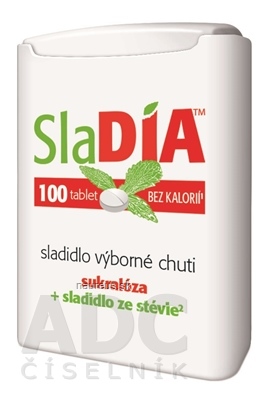 Simply You Pharmaceuticals a.s. SlaDIA sladidlo tbl (Sukralóza + sladidlo zo Stevie) 1x100 ks 100 ks