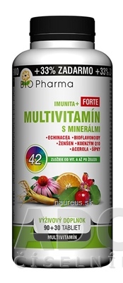 BIO-Pharma s.r.o. BIO Pharma Multivitamín s minerálmi IMUNITA+ FORTE tbl 90+30 (33% ZADARMO) 42 zložiek (120 ks) 120 ks