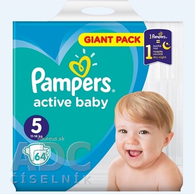 Procter and Gamble DS Polska Sp. z o.o. PAMPERS active baby Giant Pack 5 Junior detské plienky (11-16 kg)(inov.2018) 1x64 ks 64 ks