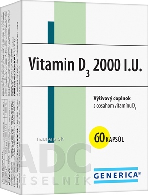 GENERICA spol. s r.o. GENERICA Vitamin D3 2000 I.U. cps 1x60 ks 60 ks