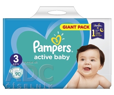 Procter and Gamble DS Polska Sp. z o.o. PAMPERS active baby Giant Pack 3 Midi detské plienky (6-10 kg)(inov.2018) 1x90 ks 90 ks