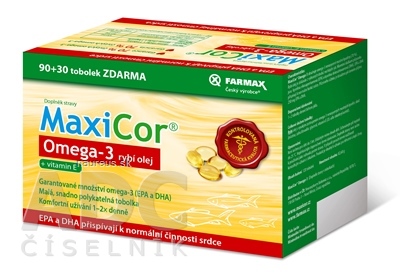 SVUS Pharma a.s. FARMAX MaxiCor Omega-3 rybí olej cps 90+30 zadarmo (120 ks)