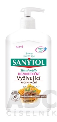 SANYTOL Tekuté mydlo Vyživujúce dezinfekčné, Mandľové mlieko a materská kašička, 1x250 ml