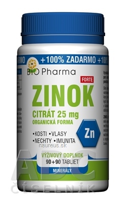 BIO-Pharma s.r.o. BIO Pharma Zinok Forte 25 mg tbl 90+90 (100% ZADARMO) (180 ks) 25mg