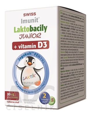 Simply You Pharmaceuticals a.s. Laktobacily JUNIOR SWISS Imunit + vitamín D3 tbl 30+6 zadarmo (36 ks)