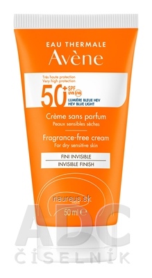 Pierre Fabre Dermo-cosmétique AVENE KRÉM bez parfumácie SPF50+ INVISIBLE FINISH suchá citlivá pleť 1x50 ml