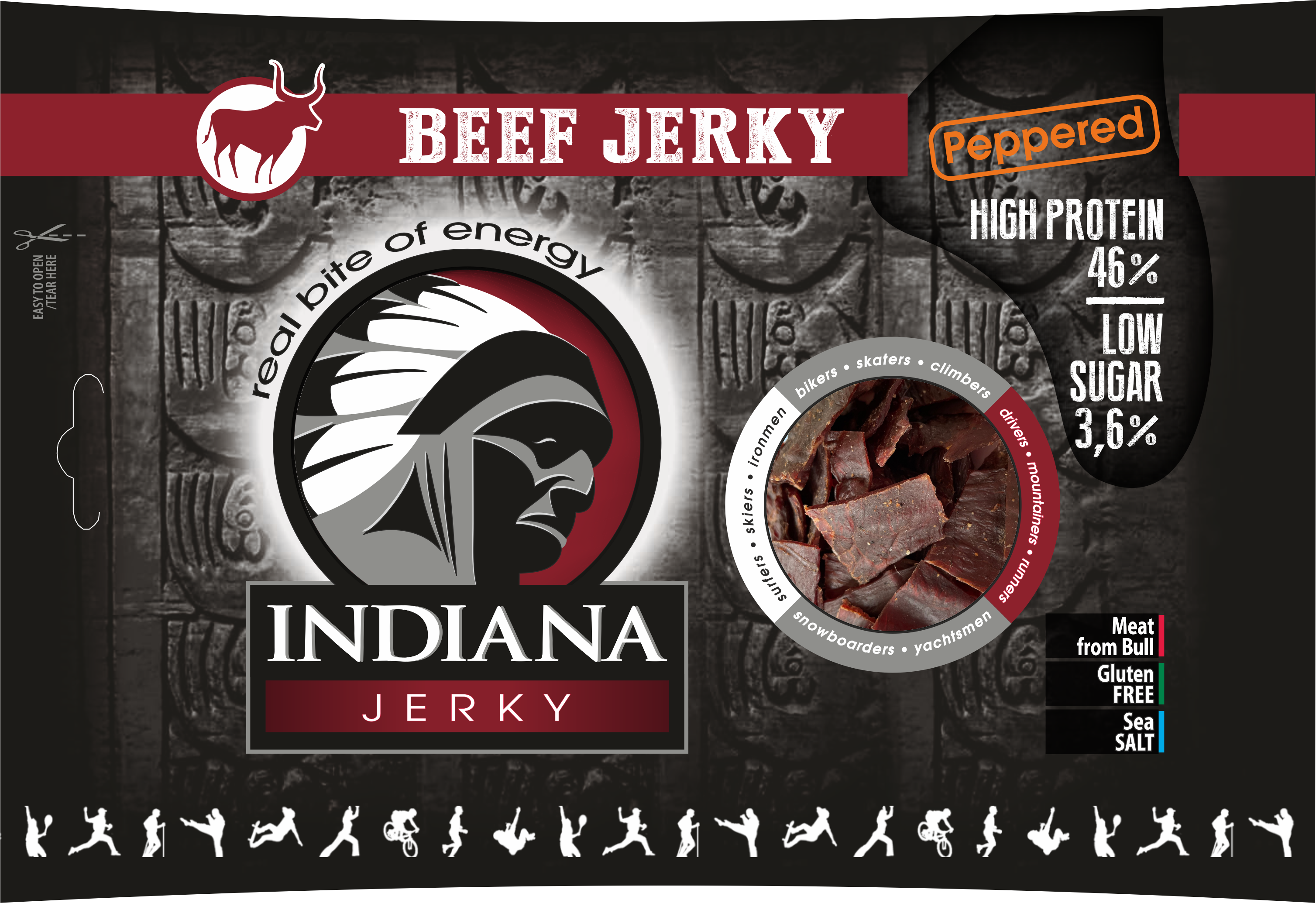 Indiana Jerky Jerky beef (hovädzie) peppered 100g 100g