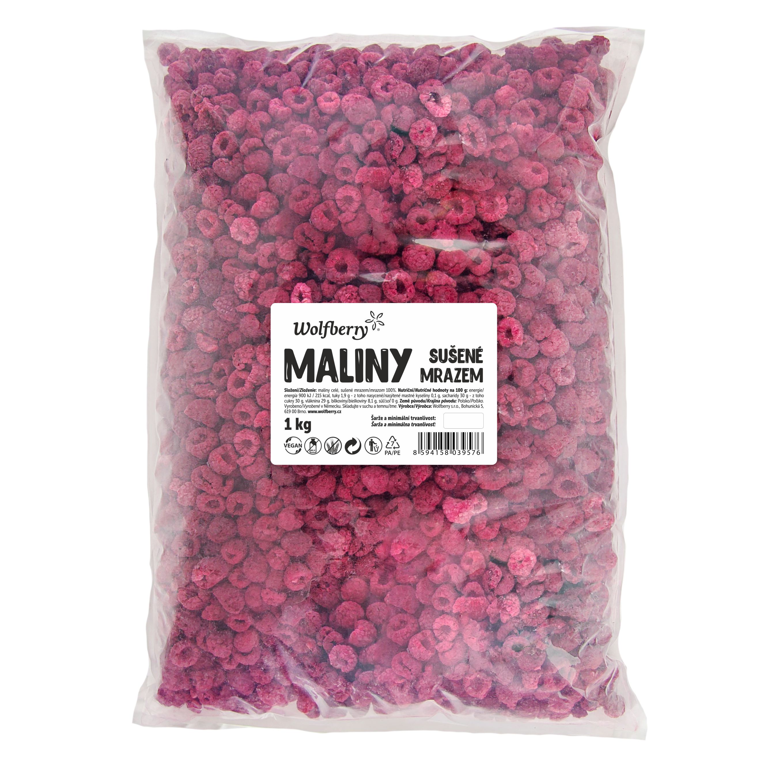 Maliny lyofilizované 1 kg Wolfberry
