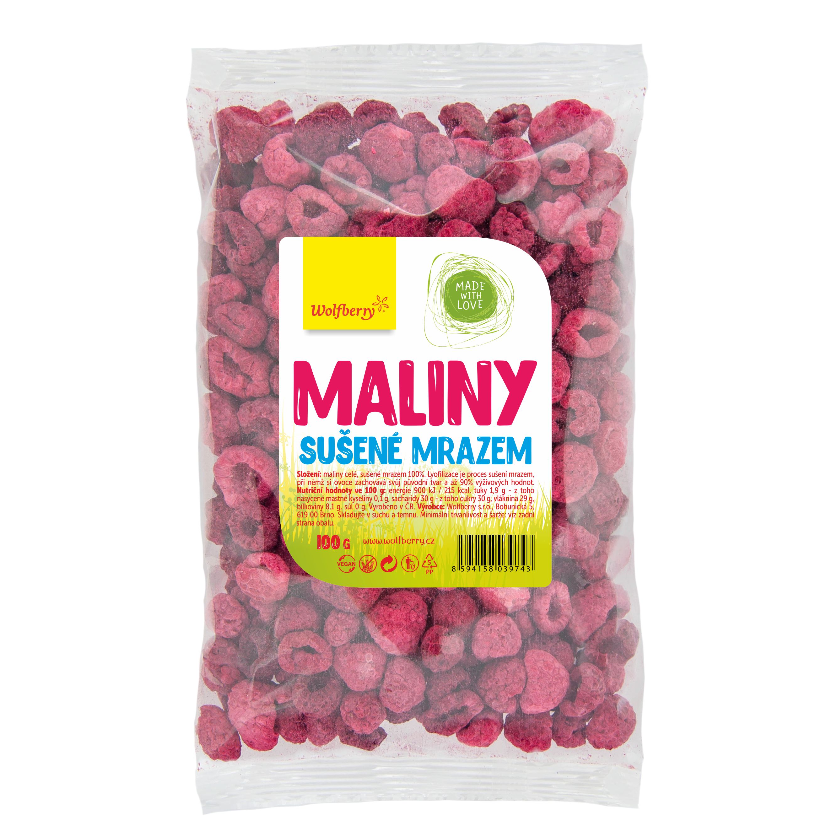 Wolfberry Maliny lyofilizované 100 g Wolfberry 100 g