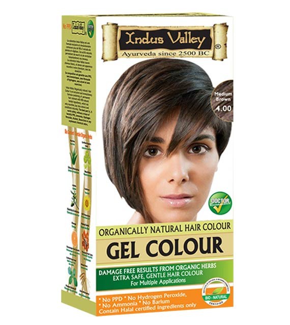 Indus Valley Gélová farba na vlasy Hnedá 4.0 20g+120ml+50ml+30ml