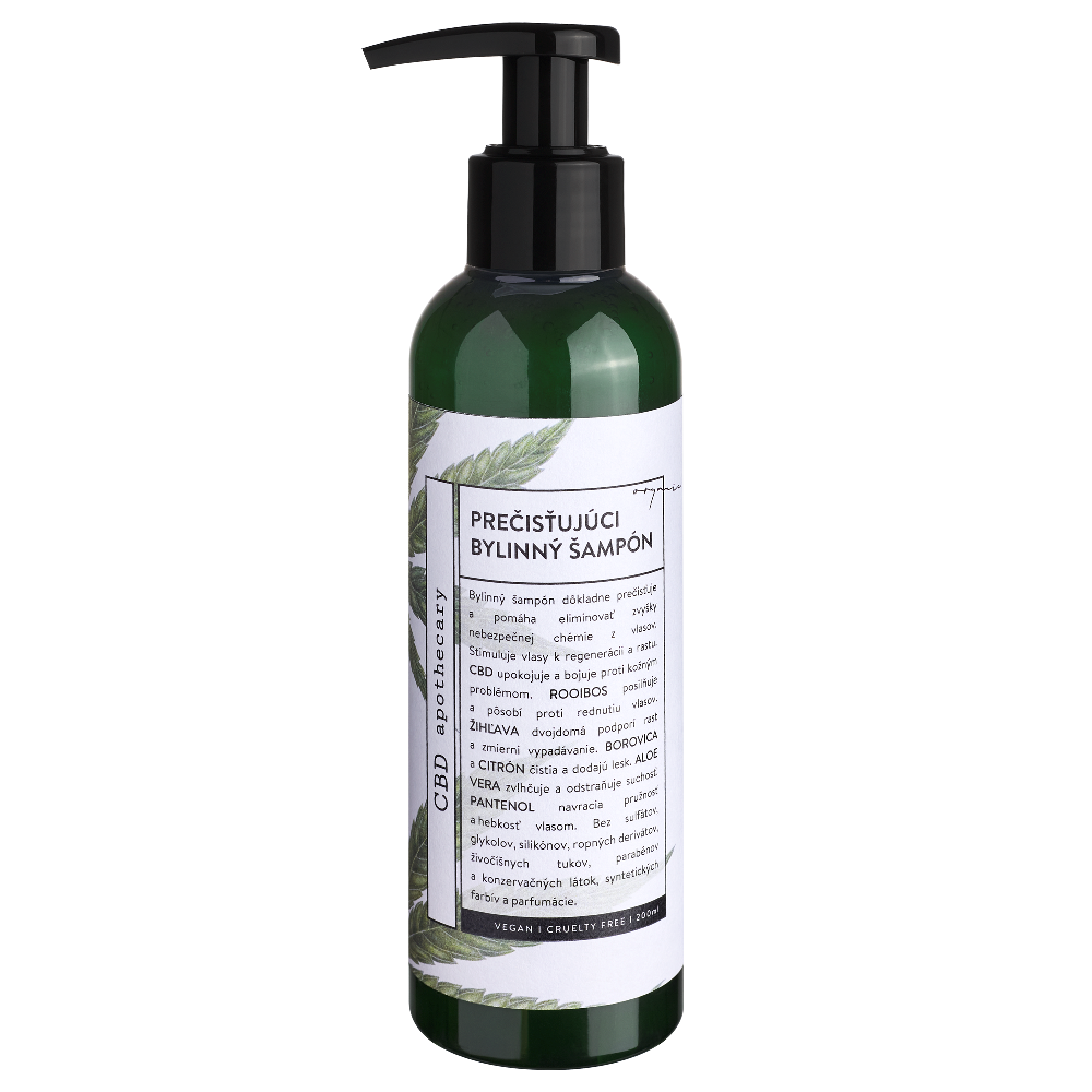 Prečisťujúci a stimulačný bylinný šampón 200 mg CBD